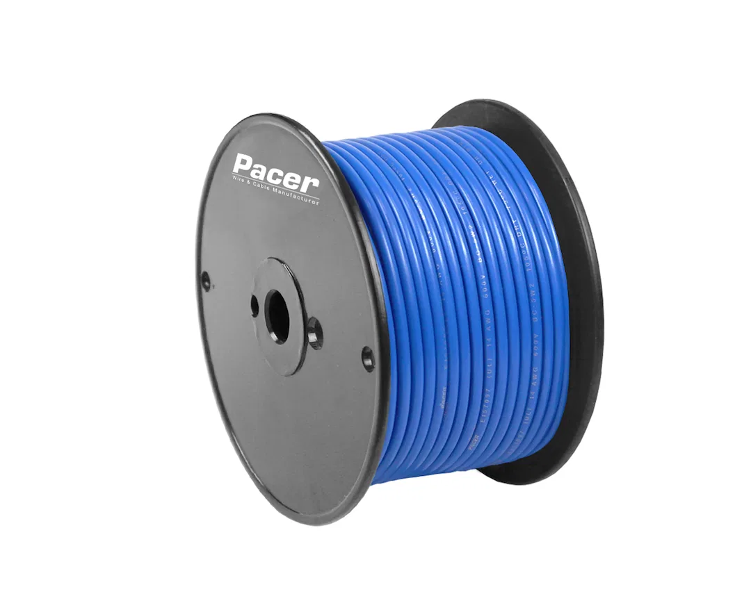WUL16BL-100 – PACER Primary Wire, Stranded Conductor 16 Gauge 600 Volts Blue 100 Foot Roll Tinned Copper Conductor/ P...